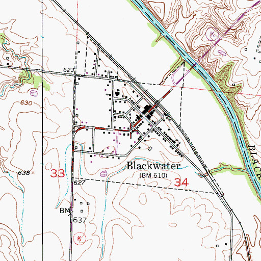 Topographic Map of City of Blackwater, MO