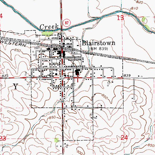 Topographic Map of City of Blairstown, IA