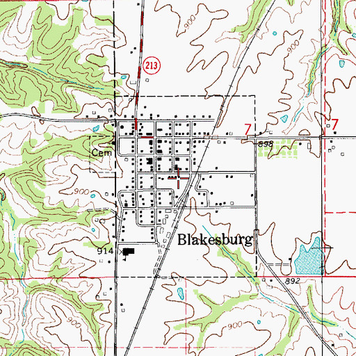 Topographic Map of City of Blakesburg, IA