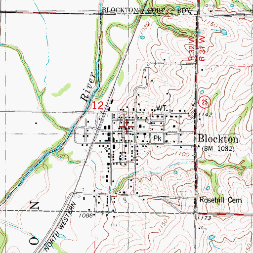 Topographic Map of City of Blockton, IA