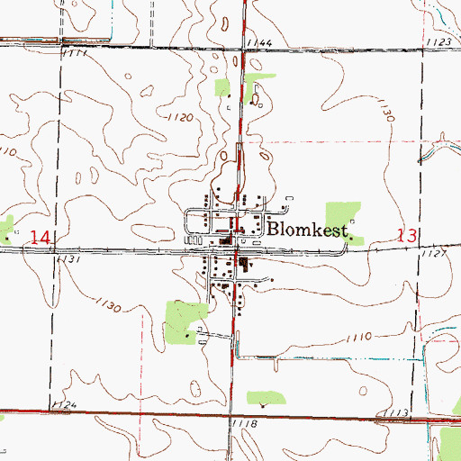 Topographic Map of City of Blomkest, MN