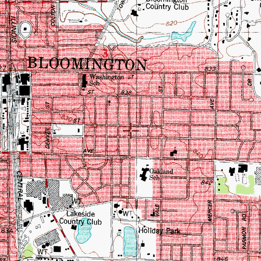 Topographic Map of City of Bloomington, IL
