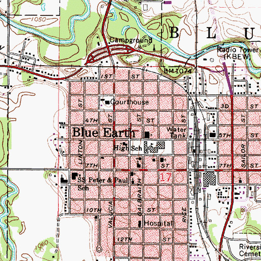 Topographic Map of City of Blue Earth, MN