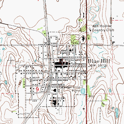 Topographic Map of City of Blue Hill, NE