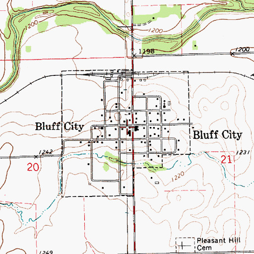 Topographic Map of City of Bluff City, KS