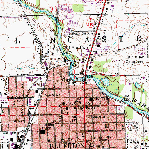 Topographic Map of City of Bluffton, IN