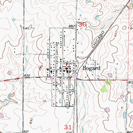 Topographic Map of City of Bogard, MO