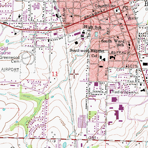 Topographic Map of City of Bolivar, MO