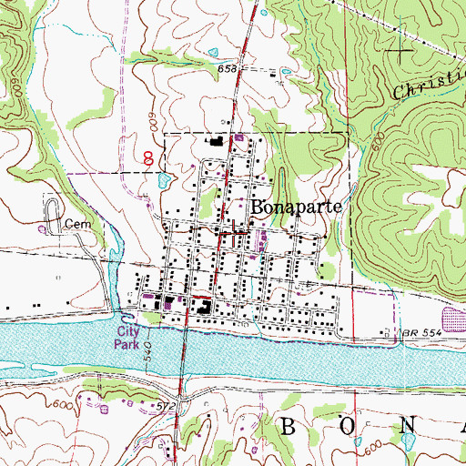 Topographic Map of City of Bonaparte, IA
