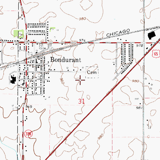 Topographic Map of City of Bondurant, IA