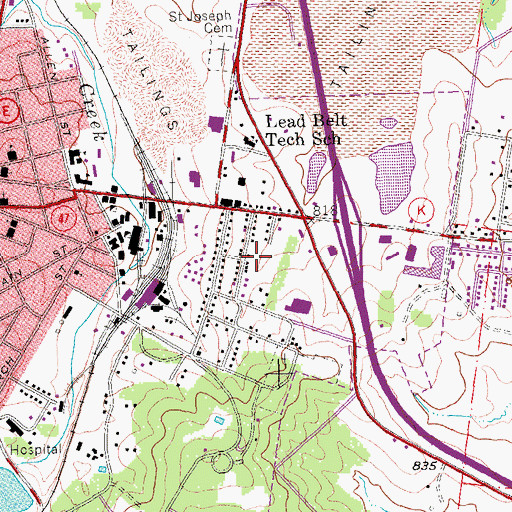 Topographic Map of City of Bonne Terre, MO