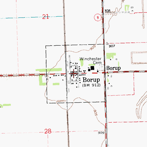 Topographic Map of City of Borup, MN