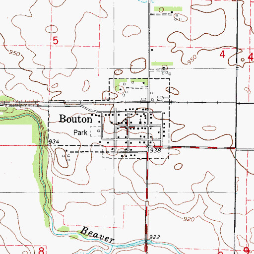 Topographic Map of City of Bouton, IA