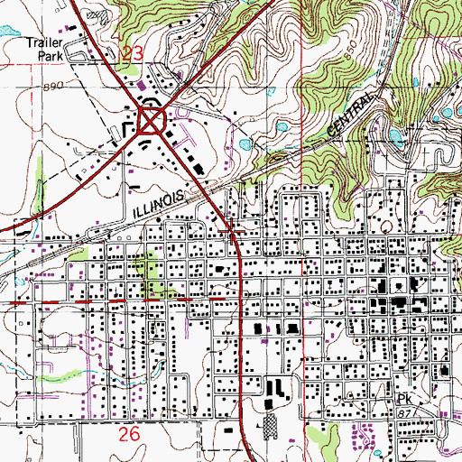 Topographic Map of City of Bowling Green, MO