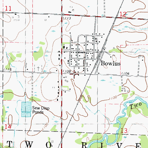 Topographic Map of City of Bowlus, MN