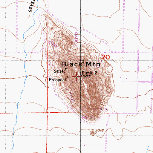 Topographic Map of Black Mountain, CA