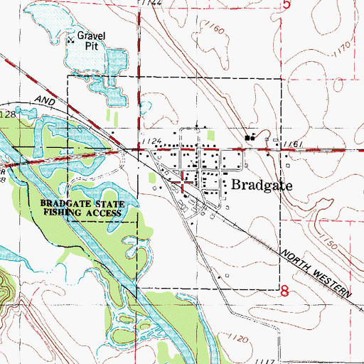 Topographic Map of City of Bradgate, IA