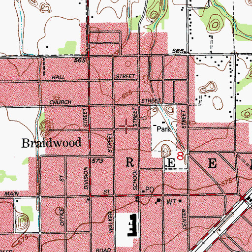 Topographic Map of City of Braidwood, IL