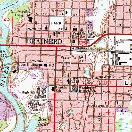 Topographic Map of City of Brainerd, MN