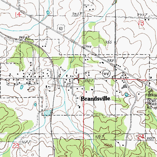 Topographic Map of City of Brandsville, MO