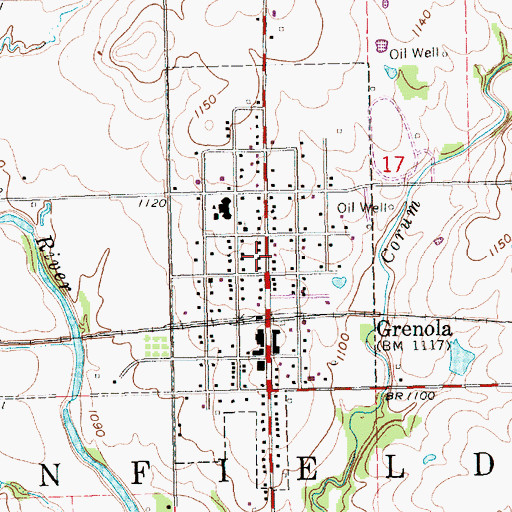 Topographic Map of City of Grenola, KS