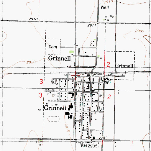 Topographic Map of City of Grinnell, KS