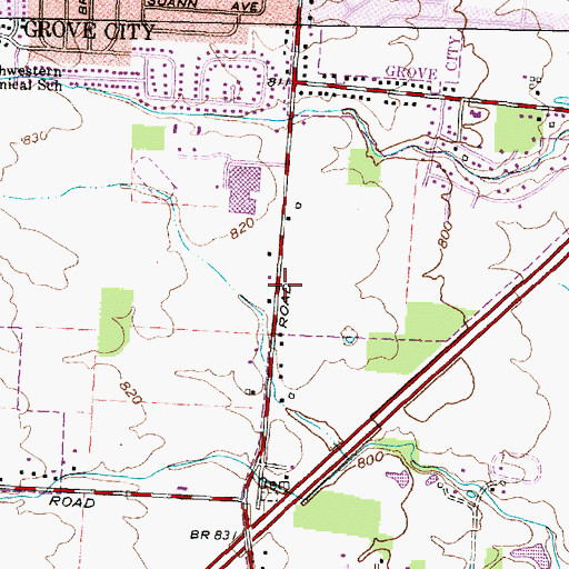 Topographic Map of City of Grove City, OH