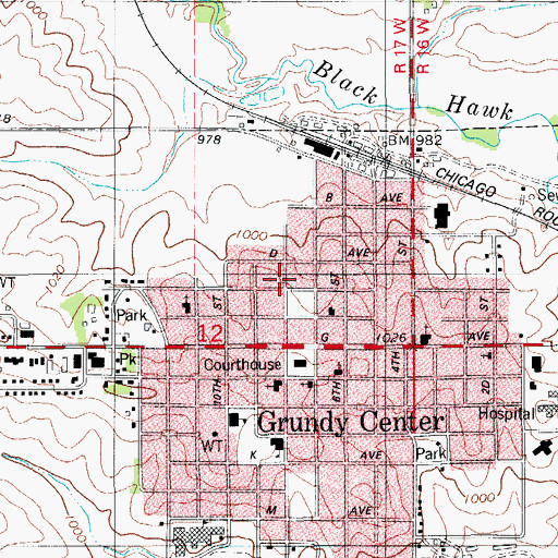 Topographic Map of City of Grundy Center, IA