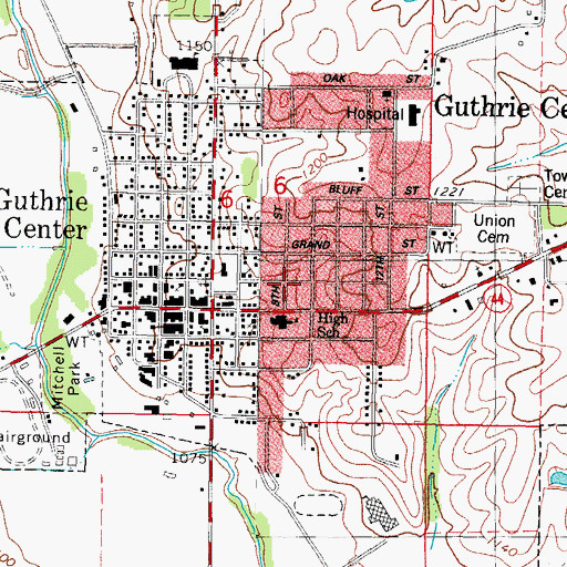 Topographic Map of City of Guthrie Center, IA
