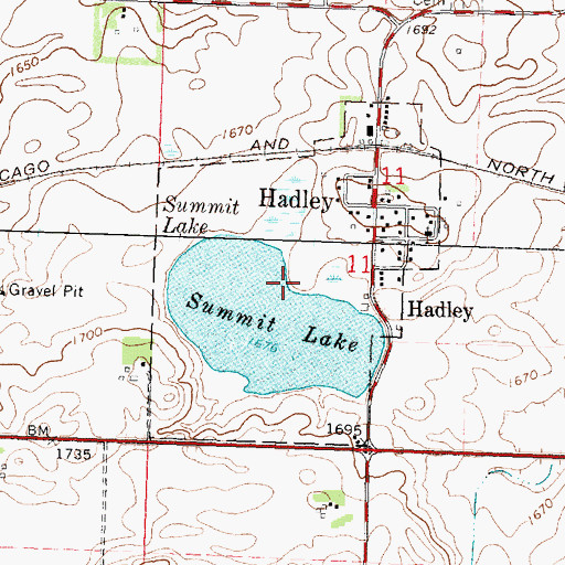 Topographic Map of City of Hadley, MN