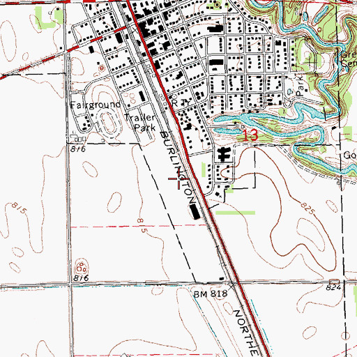 Topographic Map of City of Hallock, MN