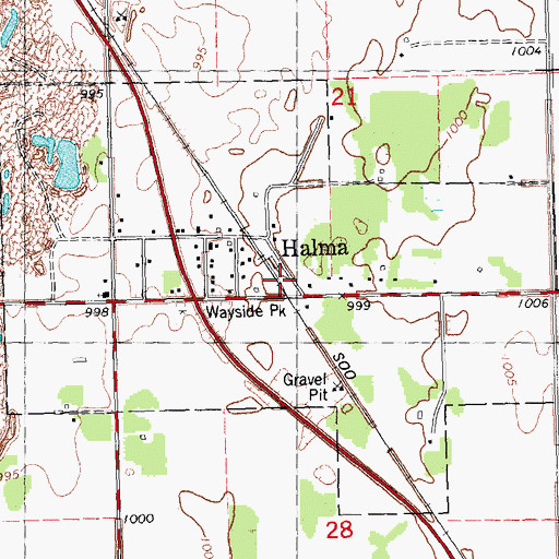 Topographic Map of City of Halma, MN