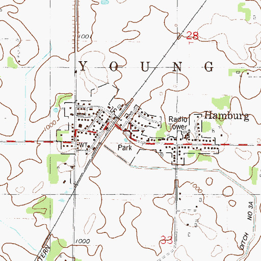 Topographic Map of City of Hamburg, MN