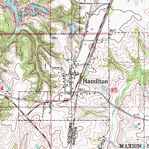 Topographic Map of City of Hamilton, IA