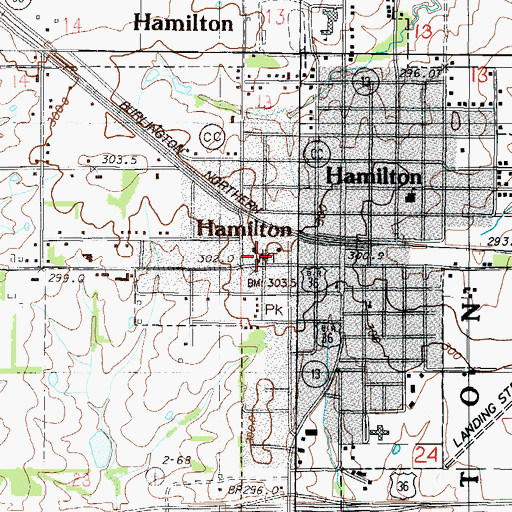 Topographic Map of City of Hamilton, MO