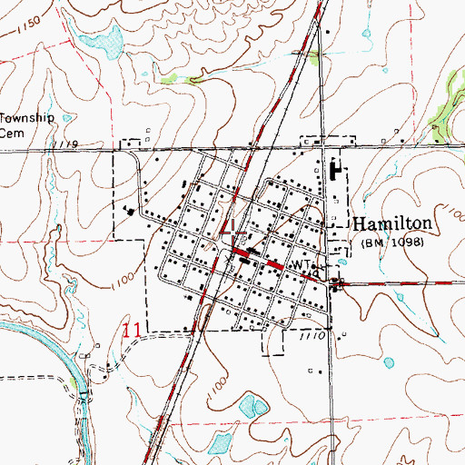 Topographic Map of City of Hamilton, KS