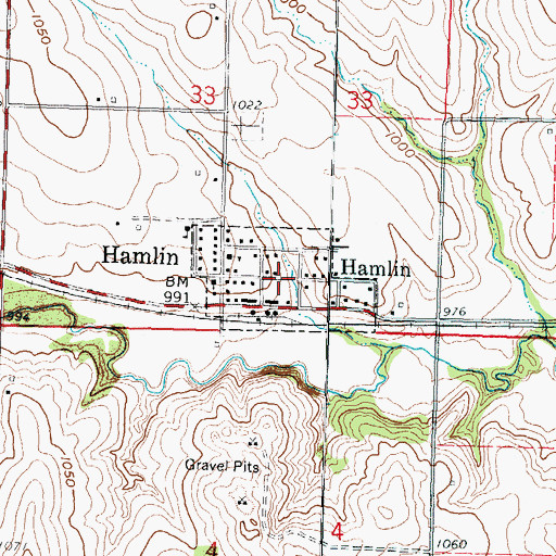 Topographic Map of City of Hamlin, KS