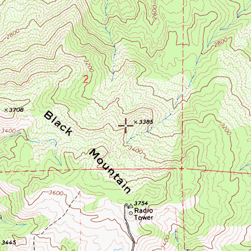Topographic Map of Black Mountain, CA