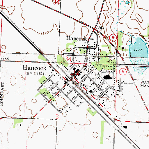 Topographic Map of City of Hancock, MN