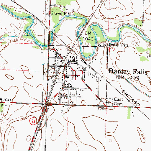 Topographic Map of City of Hanley Falls, MN