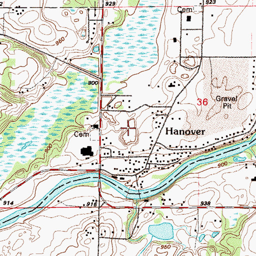 Topographic Map of City of Hanover, MN