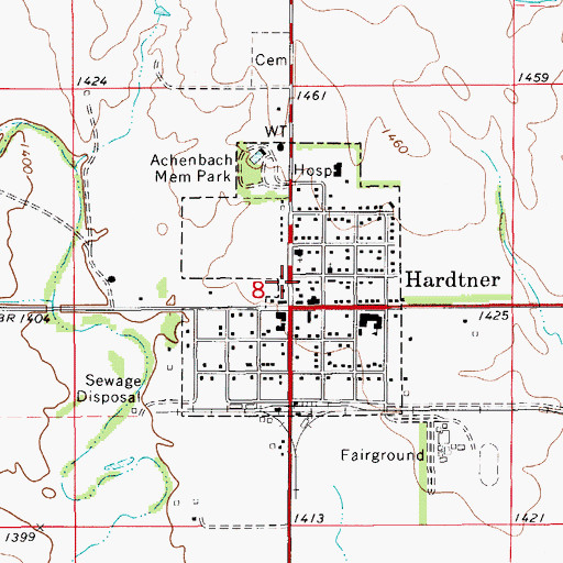 Topographic Map of City of Hardtner, KS