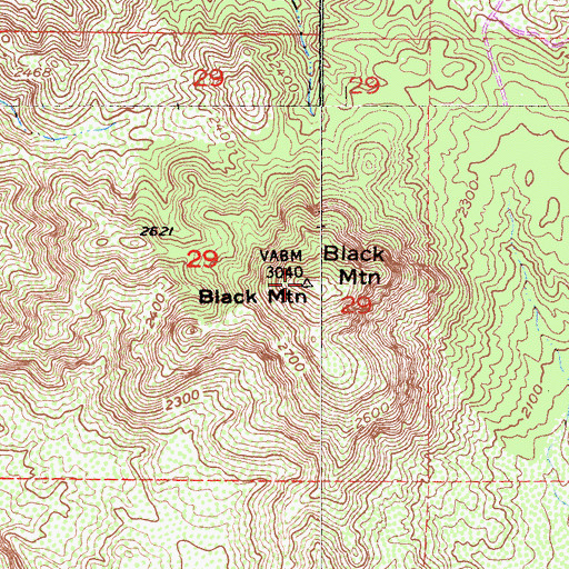 Topographic Map of Black Mountain, CA