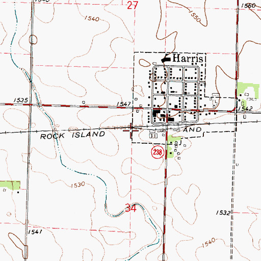 Topographic Map of City of Harris, IA