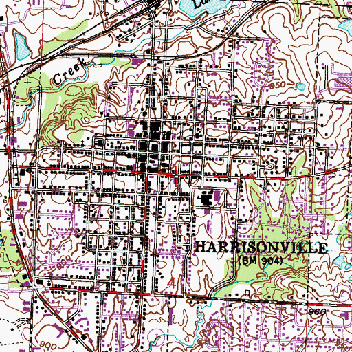 Topographic Map of City of Harrisonville, MO