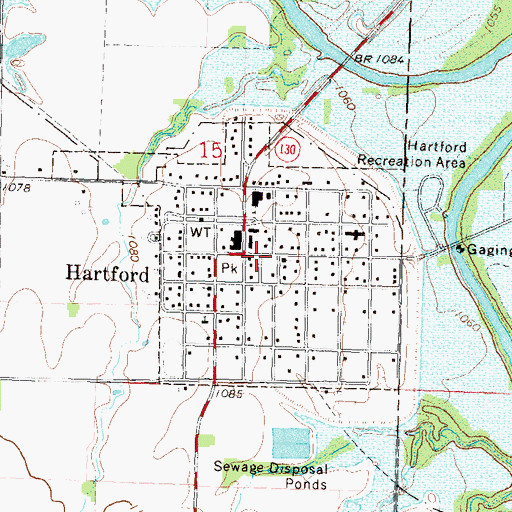 Topographic Map of City of Hartford, KS