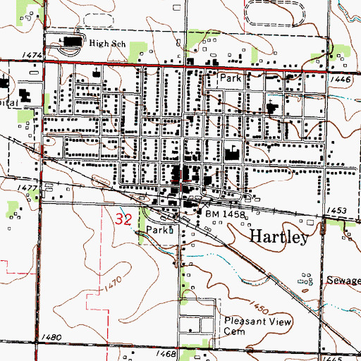 Topographic Map of City of Hartley, IA