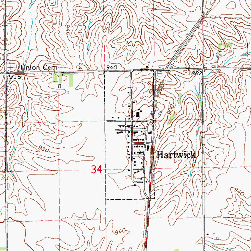 Topographic Map of City of Hartwick, IA