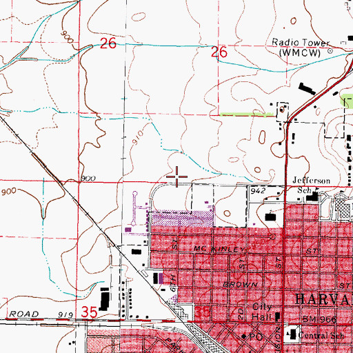 Topographic Map of City of Harvard, IL