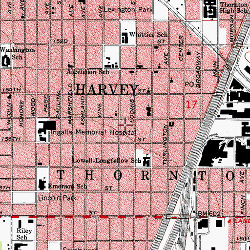 Topographic Map of City of Harvey, IL
